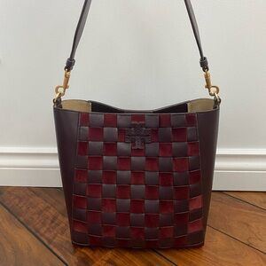 Tory Burch Mcgraw Woven Checkered Hobo Bag